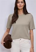 T-Shirt mit Rundhals im Strick-Look timeless beige