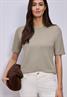 T-Shirt mit Rundhals im Strick-Look timeless beige