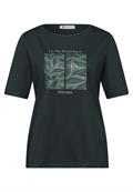 T-Shirt mit Rundhals und Blätter-Artwork deep bound green
