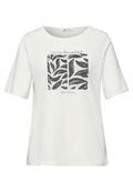 T-Shirt mit Rundhals und Blätter-Artwork off white