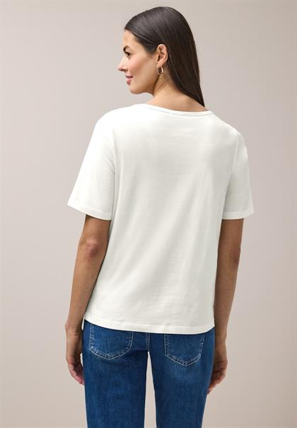 T-Shirt mit Rundhals und Blätter-Artwork off white