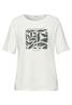 T-Shirt mit Rundhals und Blätter-Artwork off white