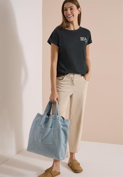 T-Shirt mit Rundhals und Embroidery palm breeze green