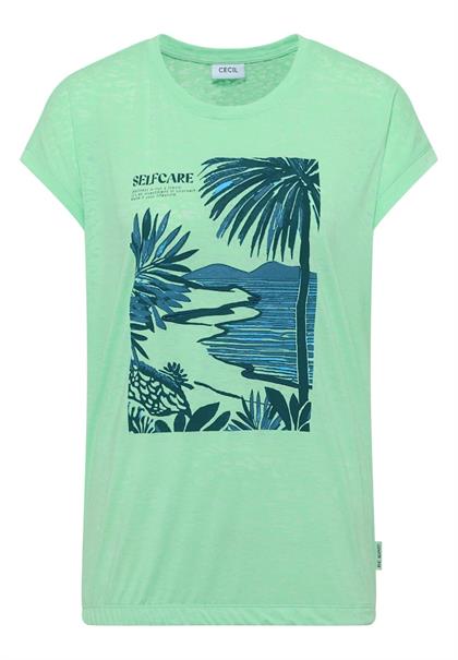 T-Shirt mit Rundhals und Frontprint juicy lime