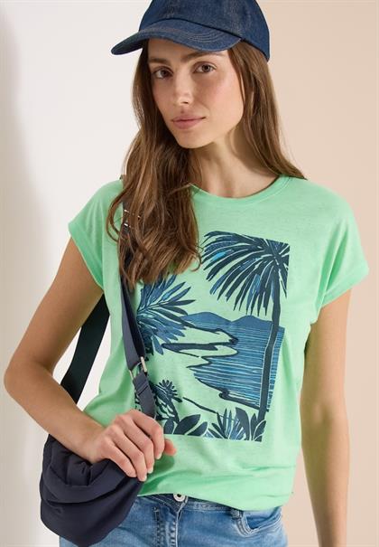 T-Shirt mit Rundhals und Frontprint juicy lime