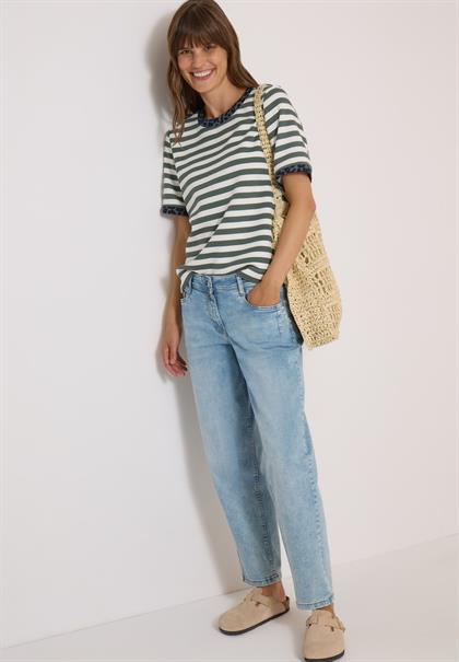 T-Shirt mit Rundhals und Leo-Details dried olive green