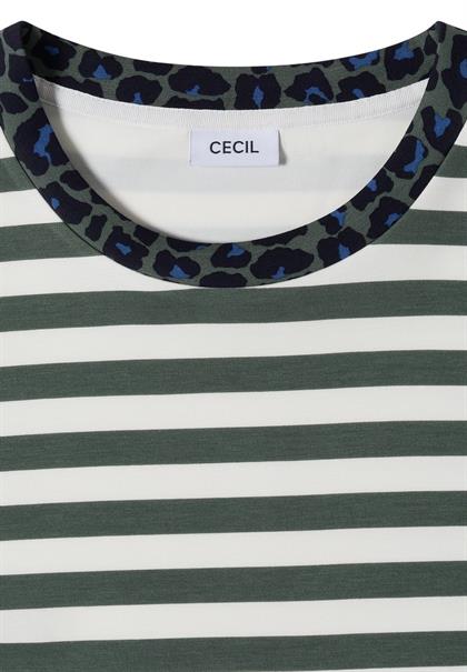 T-Shirt mit Rundhals und Leo-Details dried olive green