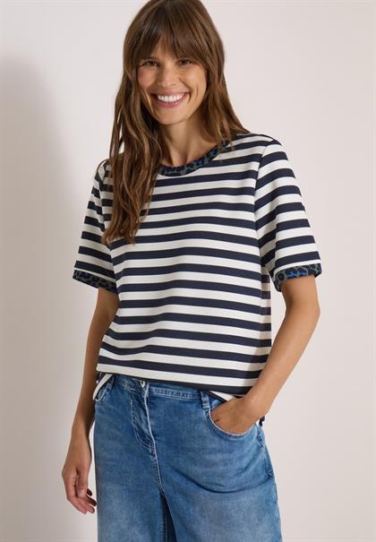 T-Shirt mit Rundhals und Leo-Details urban dark blue
