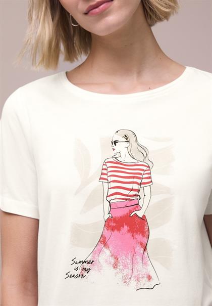 T-Shirt mit Rundhals und Print off white