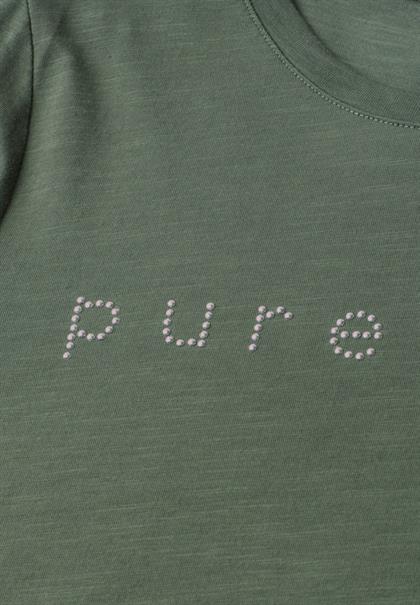 T-Shirt mit Rundhals und Schmucksteinen bound green