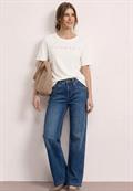 T-Shirt mit Rundhals und Schmucksteinen off white