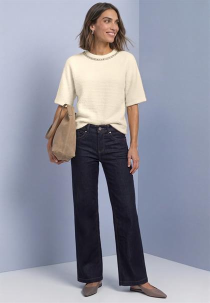 T-Shirt mit Rundhals und Schmucksteinen pure beige