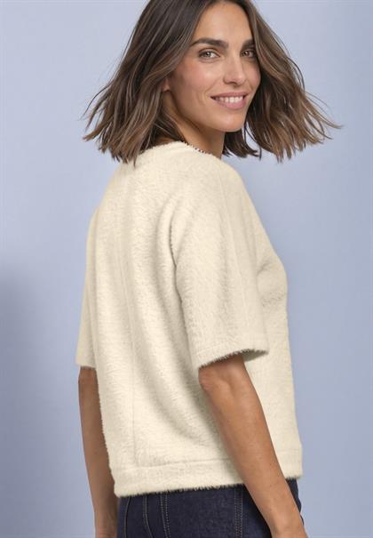 T-Shirt mit Rundhals und Schmucksteinen pure beige