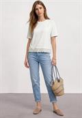 T-Shirt mit Rundhals und Spitze off white