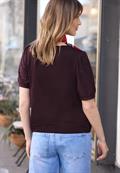 T-Shirt mit Rundhals und Spitzenärmeln very berry