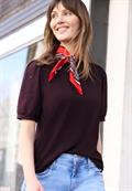 T-Shirt mit Rundhals und Spitzenärmeln very berry