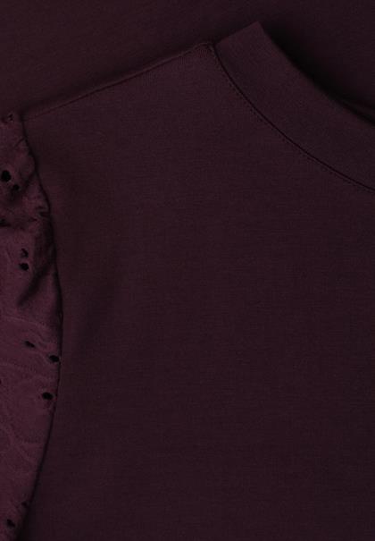 T-Shirt mit Rundhals und Spitzenärmeln very berry