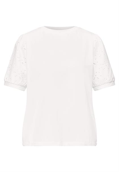 T-Shirt mit Rundhals und Spitzenärmeln white