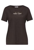 T-Shirt mit Rundhals und Wording espresso brown