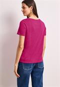 T-Shirt mit Rundhals und Wording magenta dream