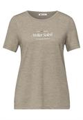 T-Shirt mit Rundhals und Wording timeless beige