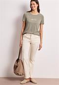 T-Shirt mit Rundhals und Wording timeless beige