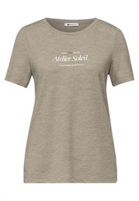 T-Shirt mit Rundhals und Wording timeless beige