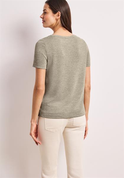 T-Shirt mit Rundhals und Wording timeless beige