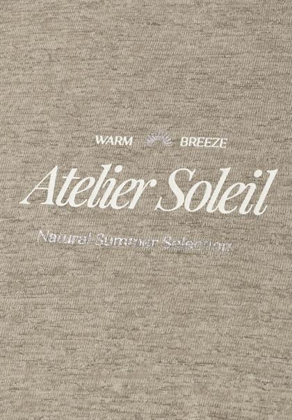T-Shirt mit Rundhals und Wording timeless beige