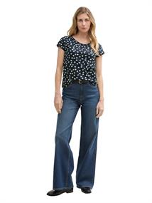 T-Shirt mit Rundhalsausschnitt navy green dots