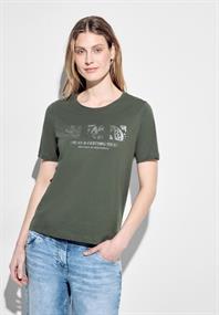 T-Shirt mit Schimmer Print cool khaki