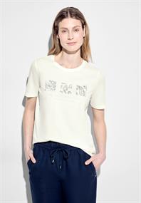 T-Shirt mit Schimmer Print vanilla white