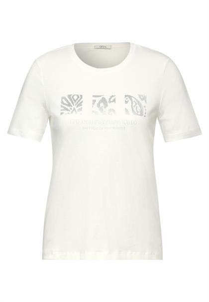 T-Shirt mit Schimmer Print vanilla white