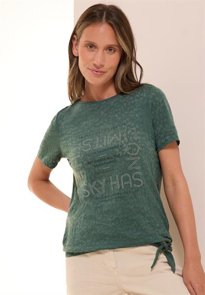 T-Shirt mit Schmucksteinen dark balmy khaki