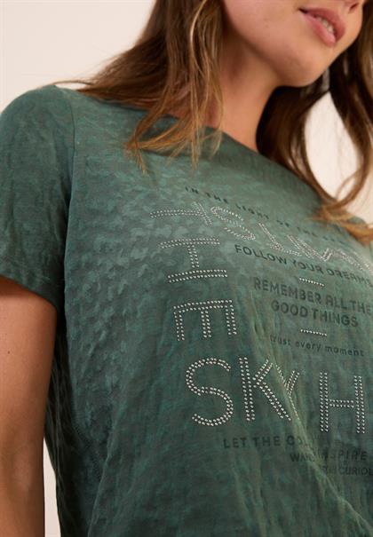 T-Shirt mit Schmucksteinen dark balmy khaki