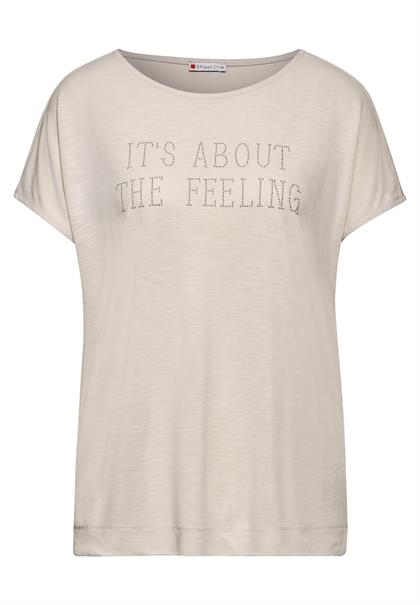 T-Shirt mit Schriftzug smooth sand beige