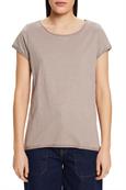 T-Shirt mit Slub-Struktur und Rollkanten light taupe