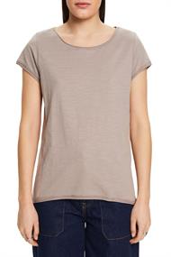 T-Shirt mit Slub-Struktur und Rollkanten light taupe