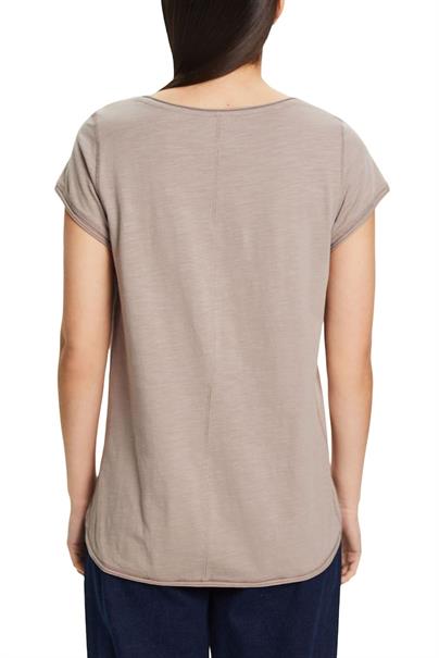 T-Shirt mit Slub-Struktur und Rollkanten light taupe