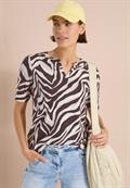 T-Shirt mit Split Neck mit Print brown cacao