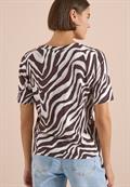 T-Shirt mit Split Neck mit Print brown cacao