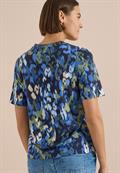 T-Shirt mit Split Neck und Print urban dark blue