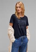 T-Shirt mit Steinchendetails deep blue