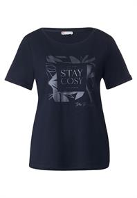 T-Shirt mit Steinchendetails deep blue