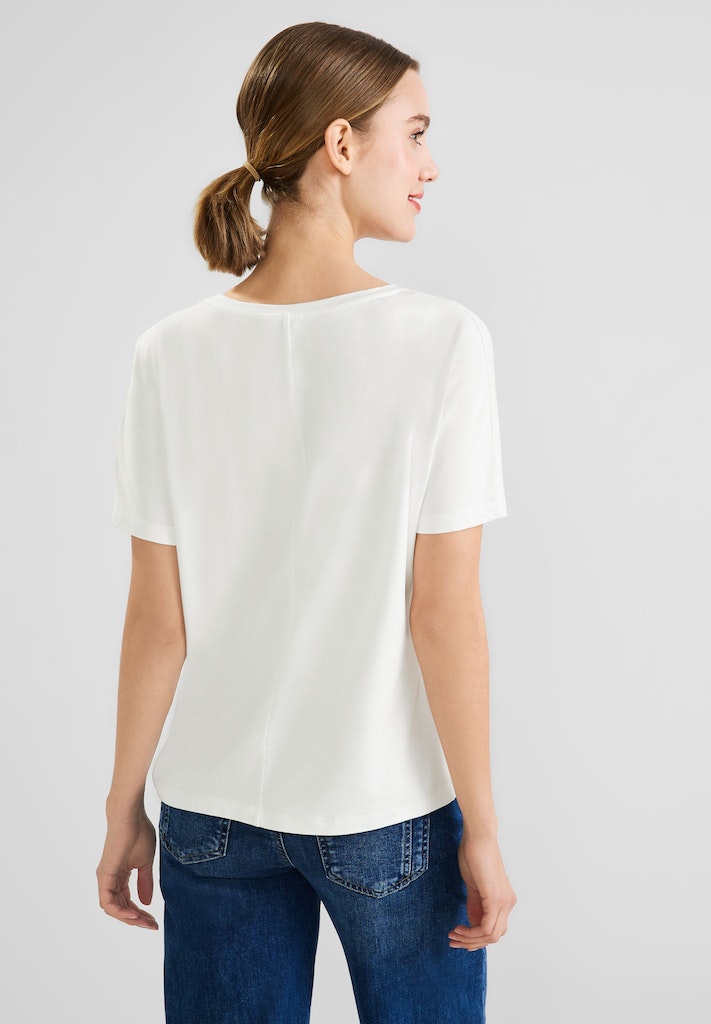 Street One Damen T-Shirt T-Shirt mit Steinchendetails off white bequem  online kaufen bei | Shirts