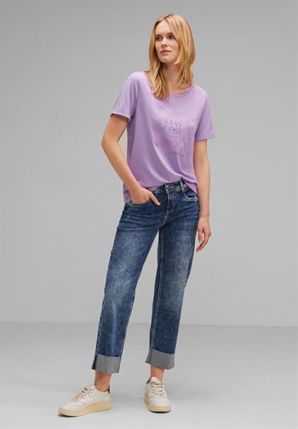 T-Shirt mit Steinchendetails soft pure lilac