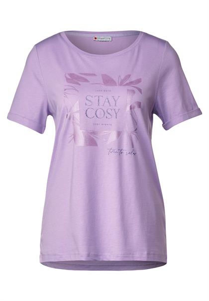 T-Shirt mit Steinchendetails soft pure lilac