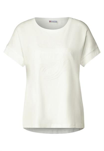 T-Shirt mit Stickerei off white