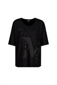 T-Shirt mit Strass Schrift schwarz