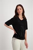 T-Shirt mit Strass Schrift schwarz